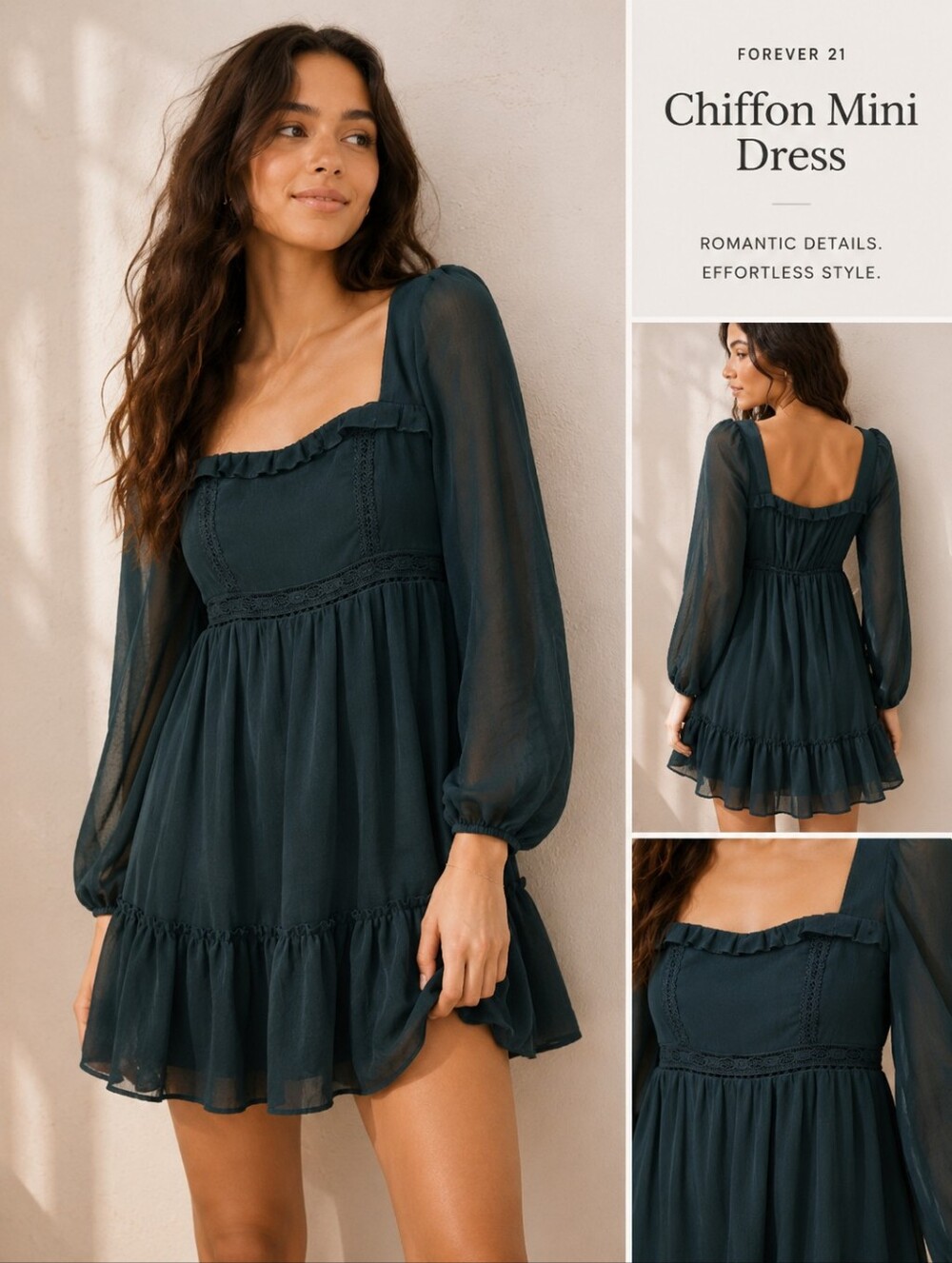 City Triangles Hunter Green Ruffle Trim Dress